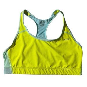 Champion Power Core Neon Green and Blue Sports Bra, XL